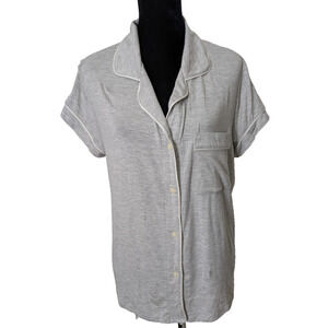 Womens Short Sleeve Sleep Pajama Top Gray Size Large